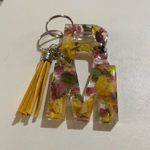 Personalized resin Initials Key Chains w/tassel. 1” tall 9.00 2” 11. two let 12.
